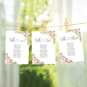Blush Pink Roses Table Number 1 Seating Chart