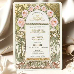 Blush Pink Roses Vintage Wedding Art Nouveau