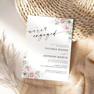 Blush Pink Roses We are engaged Invitation