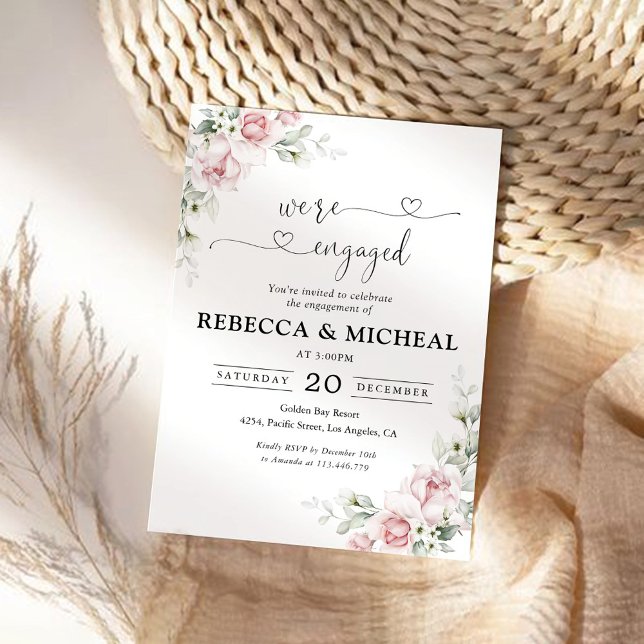 Blush Pink Roses We are engaged Invitation (Creator Uploaded)