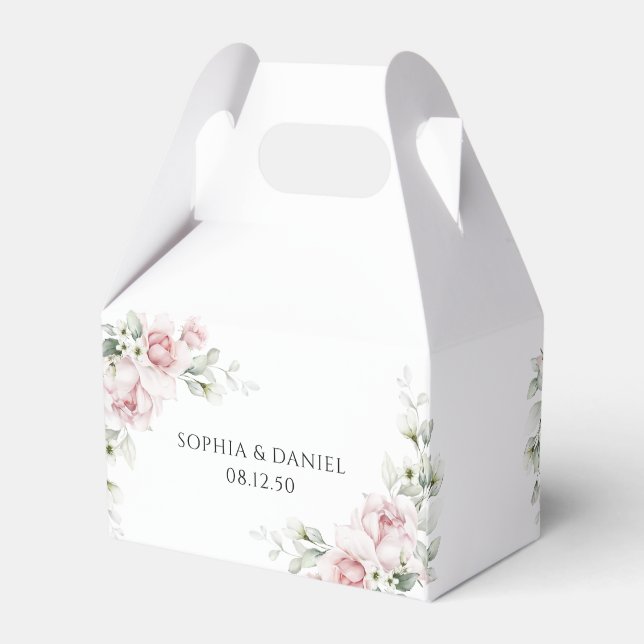 Blush Pink Roses Wedding Ceremony Favour Box (Back Side)