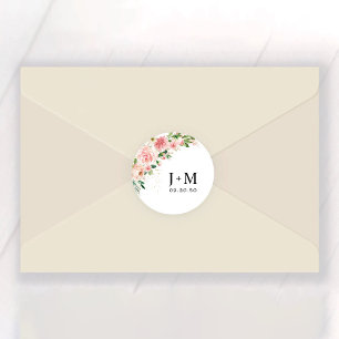 Blush Pink Roses Wedding Classic Round Sticker