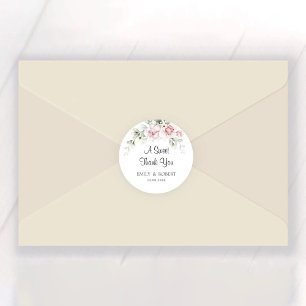 Blush Pink Roses Wedding Classic Round Sticker