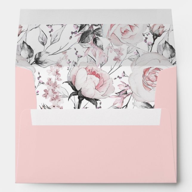 Blush Pink Roses Wedding Envelope (Back (Bottom))