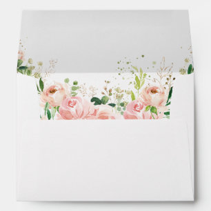 Blush Pink Roses Wedding Envelope