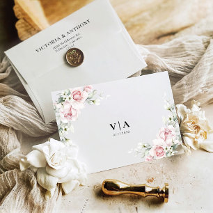 Blush Pink Roses Wedding Invitation Envelope