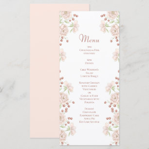 Blush Pink Roses Wedding Menus
