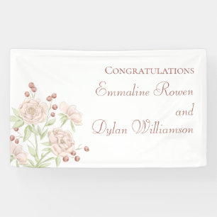 Blush Pink Roses Wedding Modern Banner