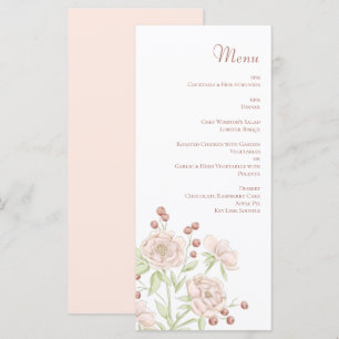 Blush Pink Roses Wedding Modern Menus