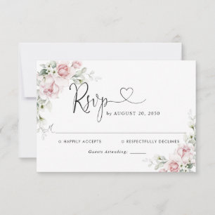 Blush Pink Roses Wedding RSVP Card