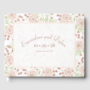 Blush Pink Roses Wedding Vintage Guest Book