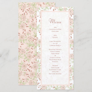 Blush Pink Roses Wedding Vintage Menus