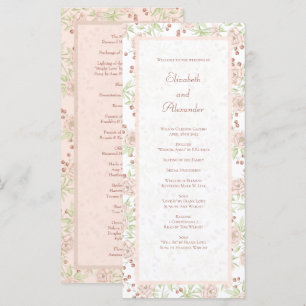 Blush Pink Roses Wedding Vintage Programs Menu
