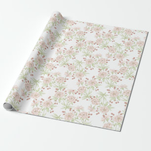 Blush Pink Roses Wedding Wrapping Paper
