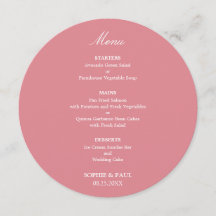 Blush Pink Round Wedding Menu