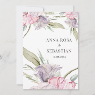 *~* Blush Pink RSVP Floral Bouquet  AR15 Wedding Invitation