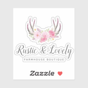 Blush Pink Rustic Floral Antlers Boutique Logo