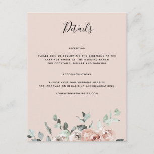 Blush Pink Rustic Floral Eucalyptus Enclosure Card