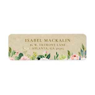 Blush Pink Rustic Floral & Kraft Farmhouse Country