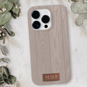 Blush Pink Rustic Washed Wood Grain Monogram Case-Mate iPhone 14 Pro Max Case