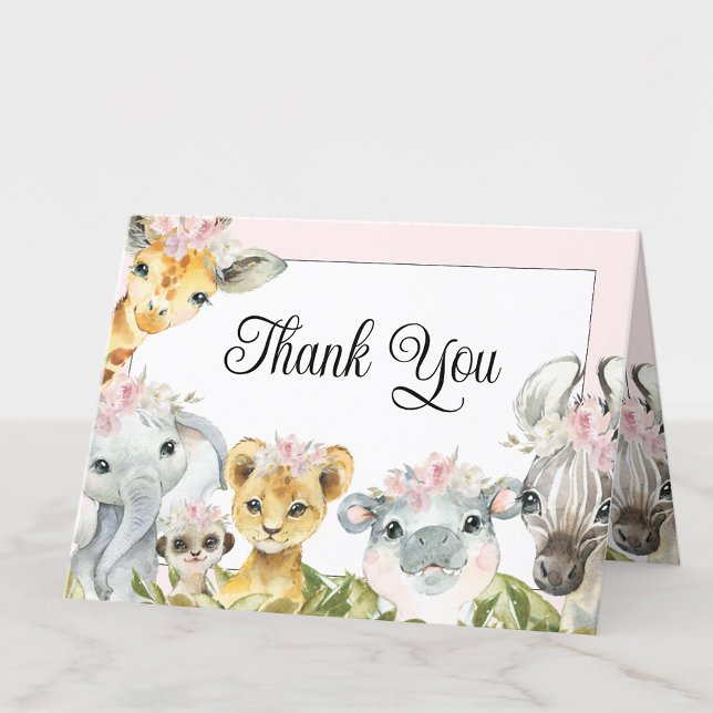 Blush Pink Safari Baby Shower Thank You (Add your message or leave blank for your handwritten message.)