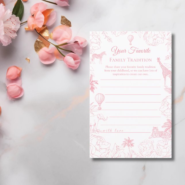 Blush Pink Safari Jungle Baby Shower Advice Card (Creator Uploaded)