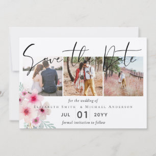 Blush Pink Sage Floral Wedding Save the Dates