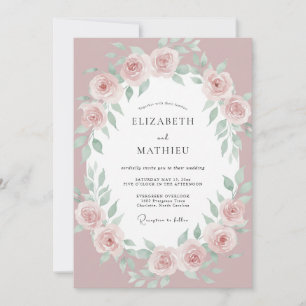 Blush Pink Sage Foliage Eucalyptus Wedding Invitation
