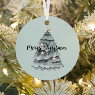 Blush  Pink Sage Green Deer Christmas Tree  Metal Tree Decoration