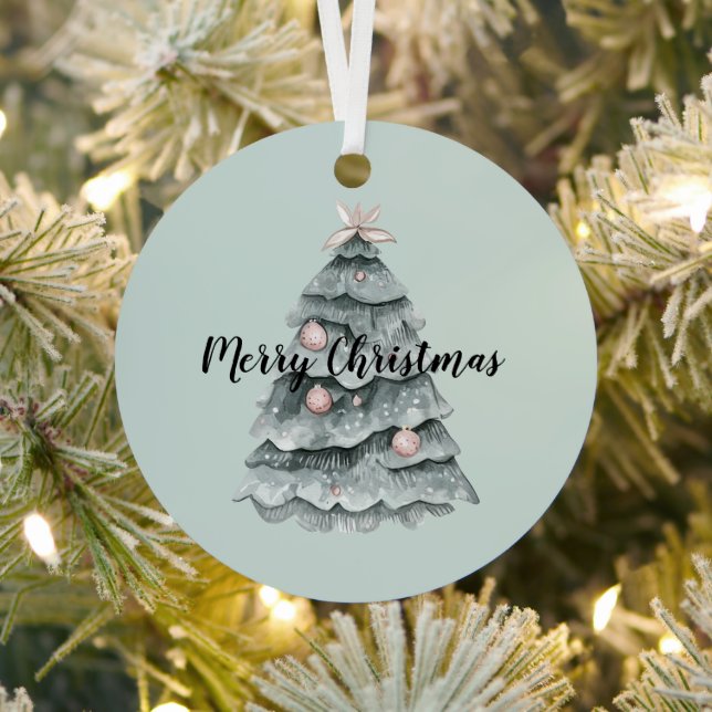 Blush  Pink Sage Green Deer Christmas Tree  Metal Tree Decoration (Insitu)