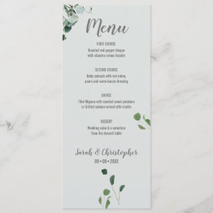 Blush Pink Sage Green Eucalyptus leaves Menu