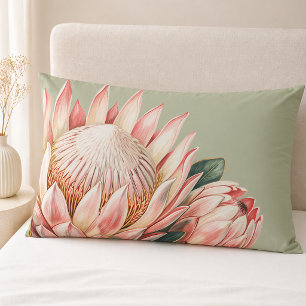 Blush Pink Sage Green Romantic Watercolor Floral Pillowcase