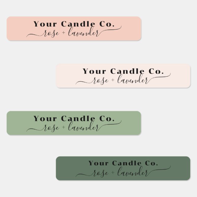 Blush Pink Sage Green Skinny Minimal Candle Label (Group)