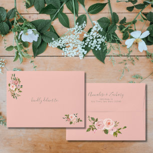 Blush Pink & Sage Green Wedding Return Address Envelope