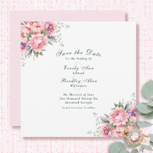 Blush Pink Sage Watercolor Floral Save the Date