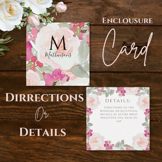 Blush Pink Sage Watercolor Floral Wedding Enclosure Card (Creator Uploaded)