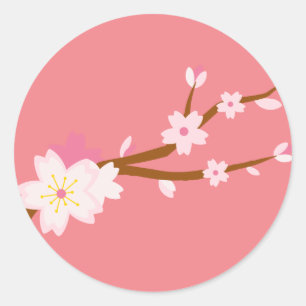 Blush pink Sakura CHerry Blossom Japanese Classic Round Sticker