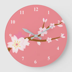 Blush pink Sakura CHerry Blossom Japanese Large Clock