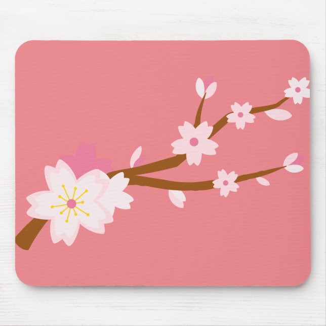 Blush pink Sakura CHerry Blossom Japanese Mouse Mat (Front)