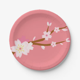 Blush pink Sakura CHerry Blossom Japanese Paper Plate