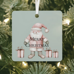 Blush Pink Santa Christmas Metal Tree Decoration
