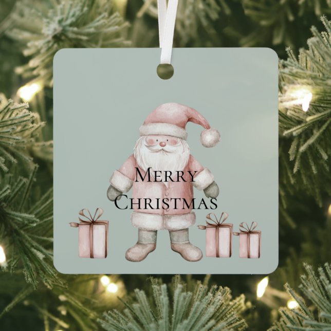 Blush Pink Santa Christmas  Metal Tree Decoration (Insitu)