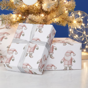 Blush Pink Santa Christmas  Wrapping Paper