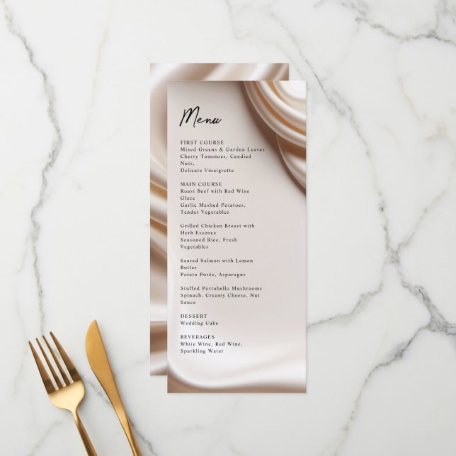 Blush Pink satin elegance wedding menu (Front/Back In Situ)