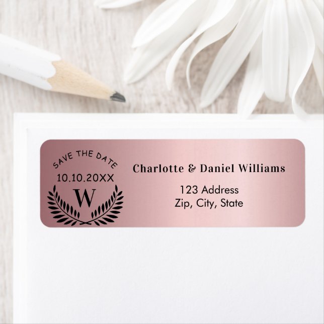 Blush pink save the date return address label (Insitu)