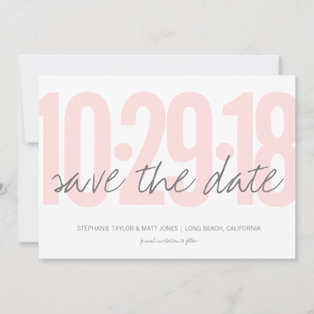 Blush Pink Save the date, wedding, photo on back Date (Front)