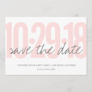 Blush Pink Save the date, wedding, photo on back Save The Date
