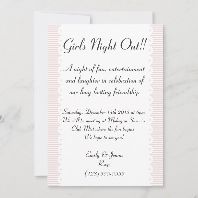 Blush Pink Scalloped Girls Night Out Invitation (Front)