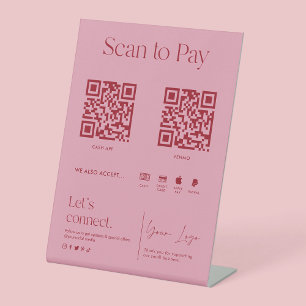 Blush Pink Scan to Pay  Pedestal Sign