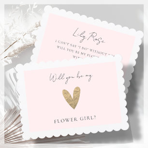 Blush Pink Script Flower Girl Proposal Invitation